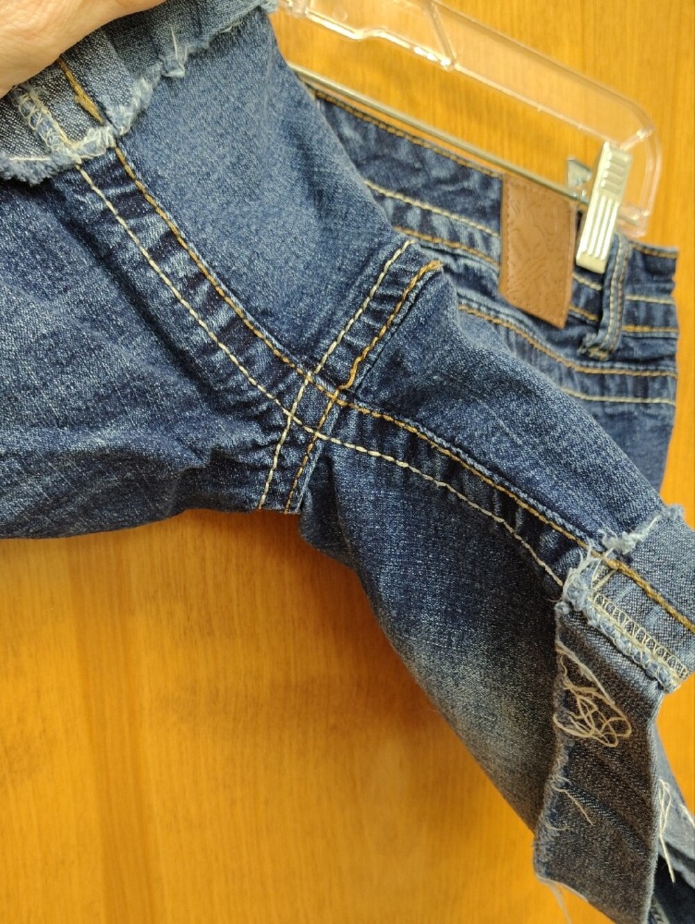 Ariya Dark Blue Low Rise Distressed Rolled-Hem Denim Shorts - Picture 12 of 13